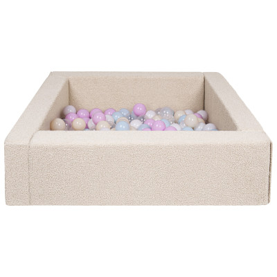 Piscine à balles carrée en cuir écologique avec 200 balles, bouclé Piscine à balles carrée en cuir écologique avec 200 balles, bouclé